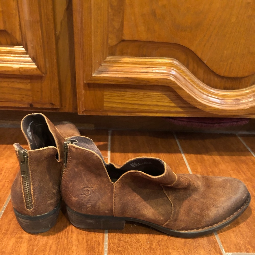 Brown distressed booties